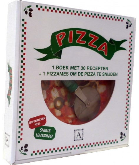 Pizza doos boek met pizzasnijder